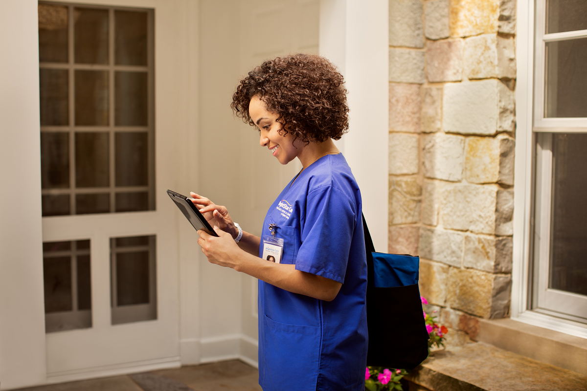 nurse on tablet