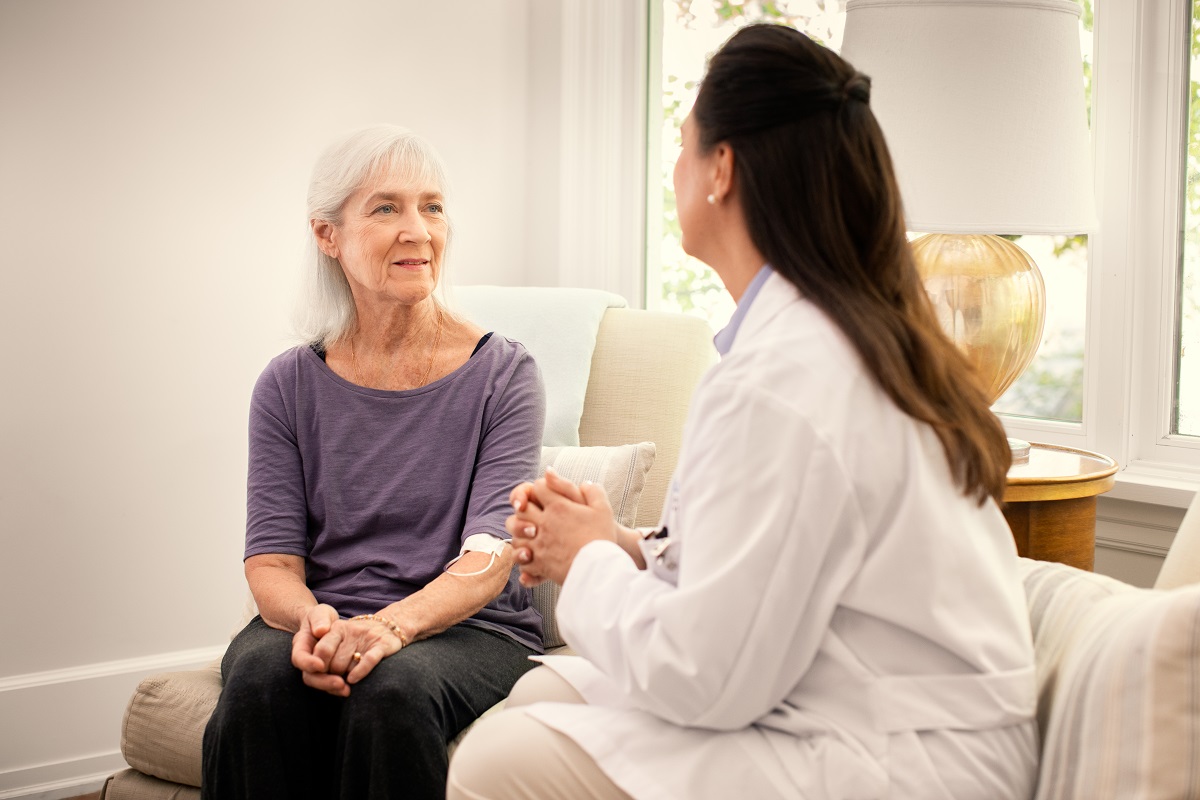 health care worker with the patient