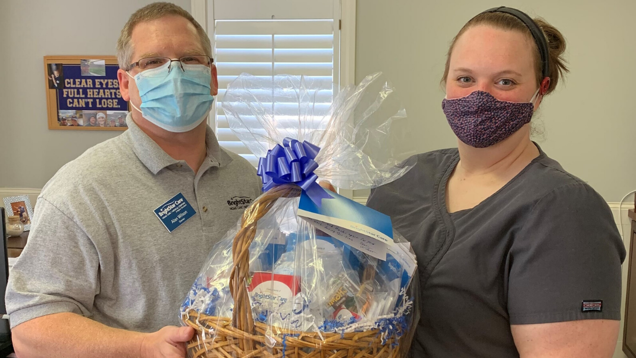 franchisees with gift basket
