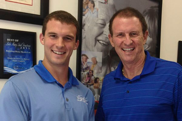 BrightStar Care father and son team, Michael and Mark Mooney, own four territories, including Seminole, Orange, Volusia and Lake counties in Central Florida. Son Michael is now also part of the BrightStar corporate team.