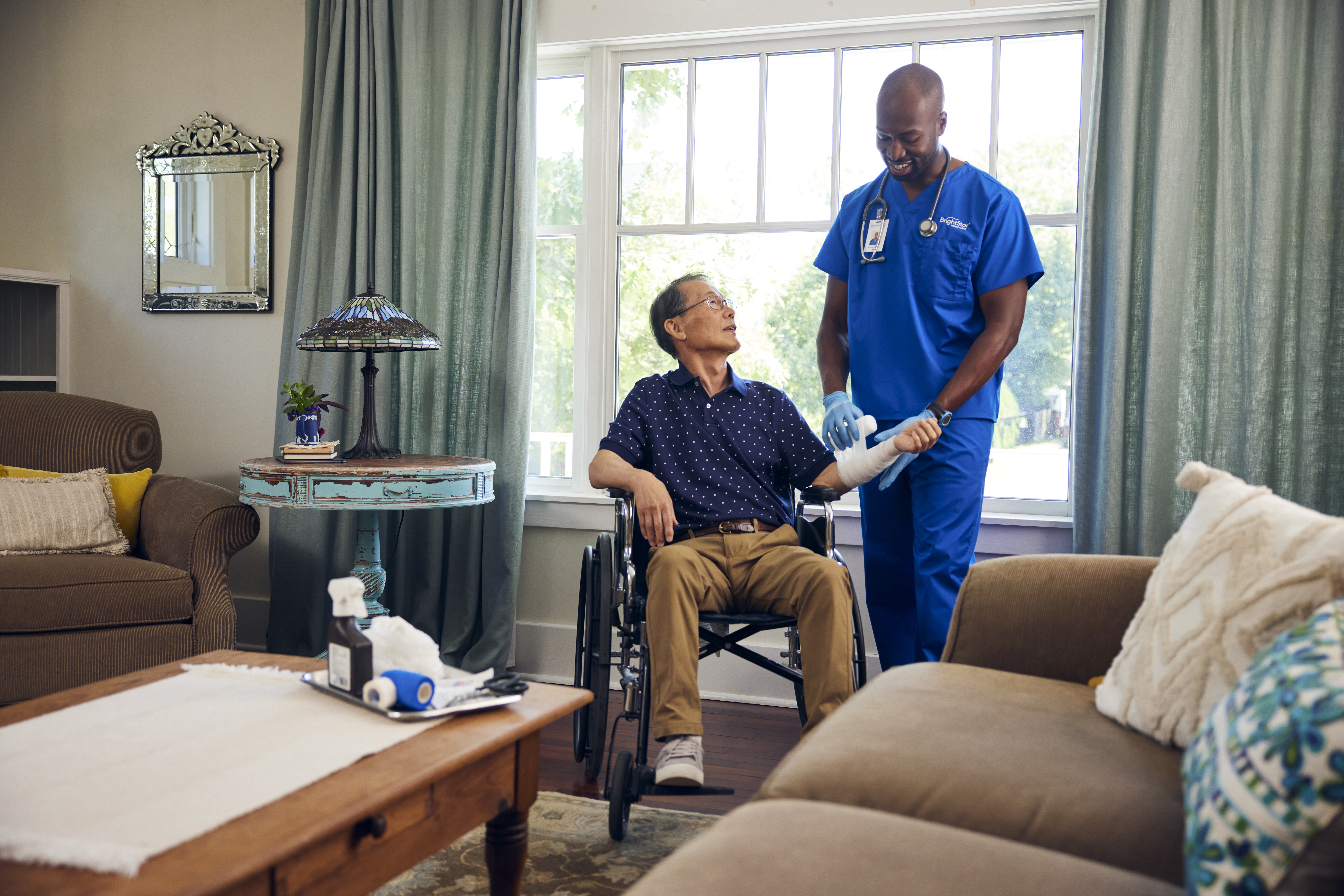 BrightStar Care giver helping